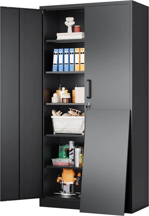 Wide & Deep Metal Storage Cabinet with 2 Doors and 5 Adjustable Shelves,White Locking Metal Cabinet,Large Garage Storage Cabinets,Lockable Tall Pantry Cabinets for Home,Office,Garage,Shop 72x36x18 Wide & Deep Metal Storage Cabinet with 2 Doors and 5 Adjustable Shelves,White Locking Metal Cabinet,Large Garage Storage Cabinets,Lockable Tall Pantry Cabinets for Home,Office,Garage,Shop 72x36x18