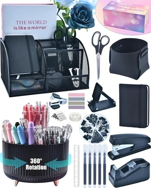 Black Desk Accessories 21-Piece Office Supplies Gift Set
Desk organizers and accessories, office desk accessories, black office supplies, desk organizer & more in a gift-ready box Black Desk Accessories 21-Piece Office Supplies Gift Set
Desk organizers and accessories, office desk accessories, black office supplies, desk organizer & more in a gift-ready box