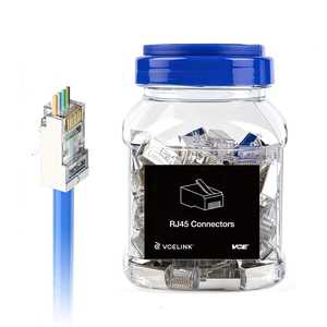 Cat6 Shielded RJ45 Pass Through Connectors 100-Pack, 24-26 AWG, STP/FTP 3 Prong Gold Plated 8P8C Modular Plug, Compatible with 24-26 AWG Solid or Stranded STP/FTP Network Cable and PoE Cat6 Shielded RJ45 Pass Through Connectors 100-Pack, 24-26 AWG, STP/FTP 3 Prong Gold Plated 8P8C Modular Plug, Compatible with 24-26 AWG Solid or Stranded STP/FTP Network Cable and PoE