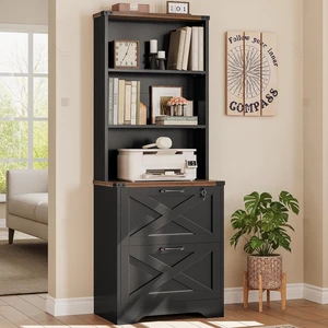 2 Drawer File Cabinet with Lock fits Legal/Letter/A4 Size, Wood Farmhouse Filing Cabinet for Home Office with Storage Shelf, Printer Stand, Easy Assembly, Black 2 Drawer File Cabinet with Lock fits Legal/Letter/A4 Size, Wood Farmhouse Filing Cabinet for Home Office with Storage Shelf, Printer Stand, Easy Assembly, Black