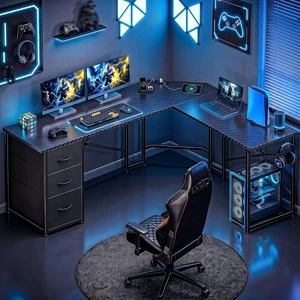 62 L Shaped Corner Desk with 3 Drawers,Power Strip&2 Side Hooks, Computer Desk,Double X-shaped Steel Frame,Extended Panel Design,Dual Workspace Design,Large Home Office Desk,Black 62 L Shaped Corner Desk with 3 Drawers,Power Strip&2 Side Hooks, Computer Desk,Double X-shaped Steel Frame,Extended Panel Design,Dual Workspace Design,Large Home Office Desk,Black
