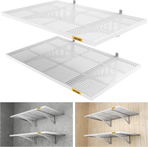 2-Pack 2x3ft Adjustable Garage Wall Shelving 560lbs Load Capacity Heavy Duty Wall Mounted Storage Shelf Metal Floating Shelves for Garage(White) 2-Pack 2x3ft Adjustable Garage Wall Shelving 560lbs Load Capacity Heavy Duty Wall Mounted Storage Shelf Metal Floating Shelves for Garage(White)