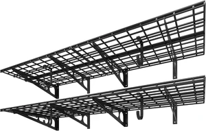 2-Pack 2x6ft Garage Shelving with Hooks, 1400lbs Load, Black 24"x72" Wall Shelf Garage Storage Rack Floating Shelves for Garage Workshop, Rustproof Seamless Grid Design, Classic Series 2-Pack 2x6ft Garage Shelving with Hooks, 1400lbs Load, Black 24"x72" Wall Shelf Garage Storage Rack Floating Shelves for Garage Workshop, Rustproof Seamless Grid Design, Classic Series