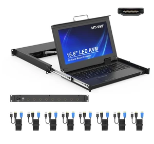 Rack Mount KVM Console w/15.6" LCD Monitor, 8 Port HDMI KVM Switch, 1920x1080@60Hz 1U Integrated Monitor Keyboard, Fits 18.9" to 31.5" Deep Racks (480-800mm), Included 8 Cables Rack Mount KVM Console w/15.6" LCD Monitor, 8 Port HDMI KVM Switch, 1920x1080@60Hz 1U Integrated Monitor Keyboard, Fits 18.9" to 31.5" Deep Racks (480-800mm), Included 8 Cables