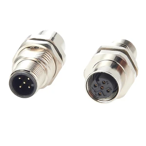 M12 A Code 5Pin Male to Female Converter IP67 Shielded Bulkhead Feedthrough Panel Mount Industrial Circular Connector Receptacle 60V 4A for NMEA2000 Can Bus CANOpen DeviceNet (2PCS)