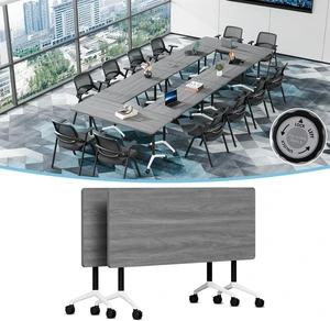2PCS 47.2in Modular Folding Conference Training Room Table with Wheel, Space-Saving Flip Top Design, Silent Lockable 360° Casters, Multi-Scene Office Use, Freely Splicable Layout for 216 People, Grey 2PCS 47.2in Modular Folding Conference Training Room Table with Wheel, Space-Saving Flip Top Design, Silent Lockable 360° Casters, Multi-Scene Office Use, Freely Splicable Layout for 216 People, Grey