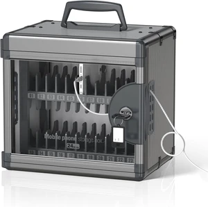 24 Slots Cell Phone Locker for Classroom with Key, Portable Mobile Phone Storage Box with Handle & Charging Hole, Phone Lock Box Wall Mounted for School (Black, 24 Slots) 24 Slots Cell Phone Locker for Classroom with Key, Portable Mobile Phone Storage Box with Handle & Charging Hole, Phone Lock Box Wall Mounted for School (Black, 24 Slots)