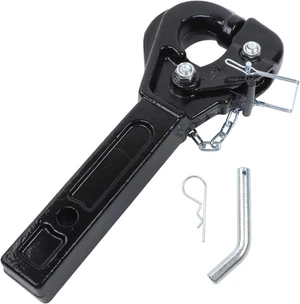 10-Ton Pintle Hitch for 2-Inch Receiver Hook Military Receiver 20000LBS Fits 2-1/2 in Lunette Ring Gloss Black Powder Coat 10-Ton Pintle Hitch for 2-Inch Receiver Hook Military Receiver 20000LBS Fits 2-1/2 in Lunette Ring Gloss Black Powder Coat