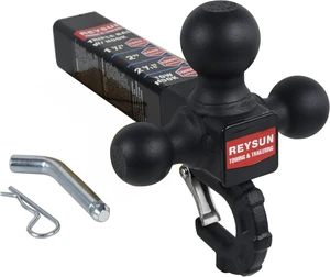 Patented Forged Trailer Hitch Tri-Ball Hitch with Hook: 3 Sizes in 1 Tow Ball Hitch, Fits 2-inch Hitch Receiver, Secure Locking Mechanism, Matt Black Patented Forged Trailer Hitch Tri-Ball Hitch with Hook: 3 Sizes in 1 Tow Ball Hitch, Fits 2-inch Hitch Receiver, Secure Locking Mechanism, Matt Black