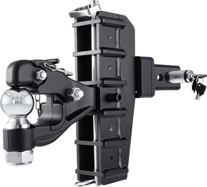 Adjustable Pintle Hitch Combination, 2" Receiver, 2-5/16" Ball 20000 lbs GTW, Fits 2.5"/3" Lunette Ring & 2-5/16" Trailer Coupler, 6-5/8" Drop, 6-7/16" Rise, Heavy Duty Trailer Hitch Adjustable Pintle Hitch Combination, 2" Receiver, 2-5/16" Ball 20000 lbs GTW, Fits 2.5"/3" Lunette Ring & 2-5/16" Trailer Coupler, 6-5/8" Drop, 6-7/16" Rise, Heavy Duty Trailer Hitch