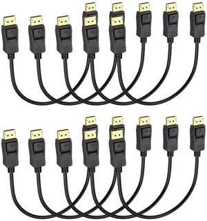 Display Port to Display Port Cable 1 FT 10Pack, DP 1.2 Cable, 21.6Gbps, Latch Design, Supports 4K@60Hz, 2K@165Hz, Compatible for Monitor, Computer, Laptop, Graphics Card, Docking Station Display Port to Display Port Cable 1 FT 10Pack, DP 1.2 Cable, 21.6Gbps, Latch Design, Supports 4K@60Hz, 2K@165Hz, Compatible for Monitor, Computer, Laptop, Graphics Card, Docking Station