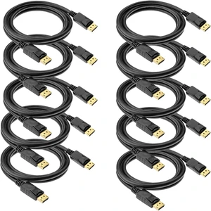 DisplayPort to Displayport Cable 6 Feet, Gold Plated Display Port to Display Port Cable 4K@60HZ Resolution(Male to Male) for DisplayPort Enabled Desktops and Laptops to Displays (10 Pack) DisplayPort to Displayport Cable 6 Feet, Gold Plated Display Port to Display Port Cable 4K@60HZ Resolution(Male to Male) for DisplayPort Enabled Desktops and Laptops to Displays (10 Pack)
