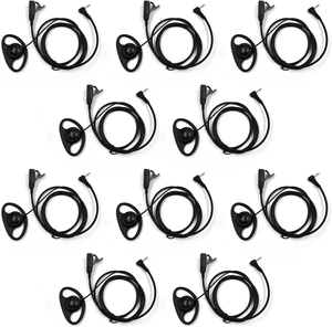 10-Pack 2.5mm 1-Pin G-Shape Earpiece for Motorola T200 MH230R, Inline PTT Mic Surveillance Headset, Anti-Slip Rubber Earhook, Fits MR350R EM1000 FV300 Transceivers 10-Pack 2.5mm 1-Pin G-Shape Earpiece for Motorola T200 MH230R, Inline PTT Mic Surveillance Headset, Anti-Slip Rubber Earhook, Fits MR350R EM1000 FV300 Transceivers