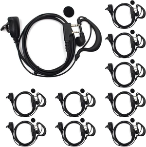 10-Pack G-Shape 2-Pin PTT Earpiece for Baofeng UV-5R Kenwood Retevis Radio, Compatible with Baofeng Kenwood Retevis UV-5R BF-888S TK-3107, 2-Pin G-shape adjustable earhook PTT mic, flexible earpiece 10-Pack G-Shape 2-Pin PTT Earpiece for Baofeng UV-5R Kenwood Retevis Radio, Compatible with Baofeng Kenwood Retevis UV-5R BF-888S TK-3107, 2-Pin G-shape adjustable earhook PTT mic, flexible earpiece