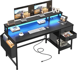 48" Gaming Desk with RGB Lights & Power Outlets for Teens, Wireless Remote Full-Color Strip, Various Lighting Modes, Level Up Teens Gaming Vibe or Study for Protect Eyes In Bedroom 48" Gaming Desk with RGB Lights & Power Outlets for Teens, Wireless Remote Full-Color Strip, Various Lighting Modes, Level Up Teens Gaming Vibe or Study for Protect Eyes In Bedroom