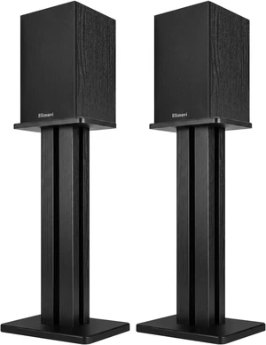 Speaker Stands Pair, 22.64 Inch Wooden Floor Stands, Black Four wooden columns, anti-slip pads, and 22 lbs capacity; ideal for bookshelf speakers, home theater, and music rooms Speaker Stands Pair, 22.64 Inch Wooden Floor Stands, Black Four wooden columns, anti-slip pads, and 22 lbs capacity; ideal for bookshelf speakers, home theater, and music rooms