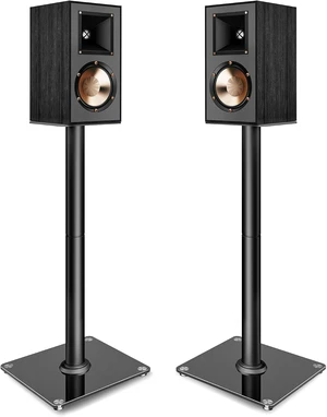 Speaker Stands Pair, 30" Fixed Height, 55lbs Weight Capacity, Glass Base 11.8" Base, Cable Management, Freestanding Speaker Floor Stand for Surround Sound, Tempered Glass Base Speaker Stands Pair, 30" Fixed Height, 55lbs Weight Capacity, Glass Base 11.8" Base, Cable Management, Freestanding Speaker Floor Stand for Surround Sound, Tempered Glass Base