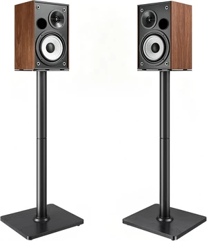 Speaker Stands Pair, 30" Fixed Height, 55lbs Weight Capacity,Wooden Base 55lbs Weight Capacity, 11.8" Base, Cable Management, Freestanding Speaker Floor Stand for Surround Sound,Wooden Base Speaker Stands Pair, 30" Fixed Height, 55lbs Weight Capacity,Wooden Base 55lbs Weight Capacity, 11.8" Base, Cable Management, Freestanding Speaker Floor Stand for Surround Sound,Wooden Base