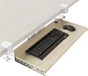 Keyboard Tray Under Desk Pull Out with Extra Sturdy C Clamp Mount System, 27.3 (32.5 inch Including Clamps) x 11 Inch Slide-Out Platform Computer Drawer for Typing Grain Keyboard Tray Under Desk Pull Out with Extra Sturdy C Clamp Mount System, 27.3 (32.5 inch Including Clamps) x 11 Inch Slide-Out Platform Computer Drawer for Typing Grain