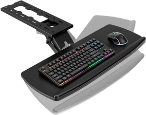 Keyboard Tray Under Desk with Storage Drawer, Height Adjustable Keyboard Tray Slide Out 360° Swivel Tilt, Ergonomic Under Desk Mount Keyboard & Mouse Holder for Gaming Home Office, Black Keyboard Tray Under Desk with Storage Drawer, Height Adjustable Keyboard Tray Slide Out 360° Swivel Tilt, Ergonomic Under Desk Mount Keyboard & Mouse Holder for Gaming Home Office, Black