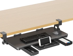 Keyboard Tray Under Desk with Storage Drawer Large C-Clamp 26.7(31 Including Clamps) x 11.8 Slide-Out Platform Computer Drawer Pull Out Keyboard & Mouse Tray DSF7CT Keyboard Tray Under Desk with Storage Drawer Large C-Clamp 26.7(31 Including Clamps) x 11.8 Slide-Out Platform Computer Drawer Pull Out Keyboard & Mouse Tray DSF7CT