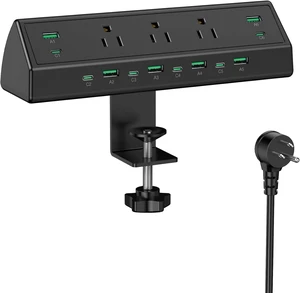 90W Desk Clamp Power Strip,12 USB Ports (6 PD 45W USB-C),Surge Protector,ETL Listed Power Hub Extension Cord,Fast Charging Station for Home Office Desk Edge Mount