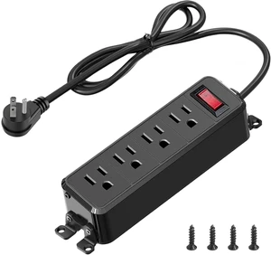 4 Outlet Small Power Strip, Black, Mountable, 6 ft Cord, Wall Mount, Overload Protection Switch, 16AWG Flat Plug Extension Cord, for Home, Office, School, ETL Listed 4 Outlet Small Power Strip, Black, Mountable, 6 ft Cord, Wall Mount, Overload Protection Switch, 16AWG Flat Plug Extension Cord, for Home, Office, School, ETL Listed