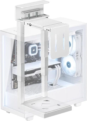 Under Desk PC Mount, Fits 16.1-25.6" PC Cases, Max 66lbs, No-drill CPU holder for standing desks, heavy-duty frame, fits most mid & full towers, adjustable fit and space-saving, White Under Desk PC Mount, Fits 16.1-25.6" PC Cases, Max 66lbs, No-drill CPU holder for standing desks, heavy-duty frame, fits most mid & full towers, adjustable fit and space-saving, White