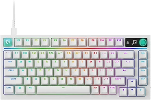 Logitech G316 X 75 Gaming Keyboard, Tactile Switches - White, 8 kHz report rate, hot-swappable, gasket structure, LED dot matrix display & dial, double shot PBT keycaps, USB-C, for PC
