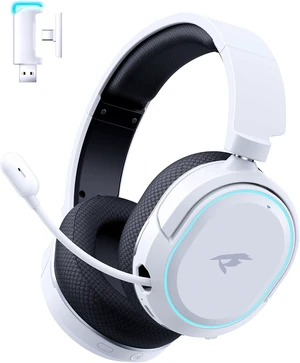 Wireless Gaming Headset, 7.1 Surround Sound, 2.4GHz USB Gaming Headphones with Bluetooth 5.4, 100H Battery, ENC Noise Canceling Mic, RGB Light, Wireless Headset for PC PS5 PS4 Mac Switch (White) Wireless Gaming Headset, 7.1 Surround Sound, 2.4GHz USB Gaming Headphones with Bluetooth 5.4, 100H Battery, ENC Noise Canceling Mic, RGB Light, Wireless Headset for PC PS5 PS4 Mac Switch (White)
