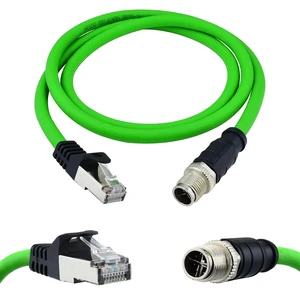 M12 X-Coded 8 Pin to RJ45 Cable Cat6A Industrial Ethernet Shielded Cable for Cognex and Automation Application SFTP 24AWG - 3.3FT M12 X-Coded 8 Pin to RJ45 Cable Cat6A Industrial Ethernet Shielded Cable for Cognex and Automation Application SFTP 24AWG - 3.3FT