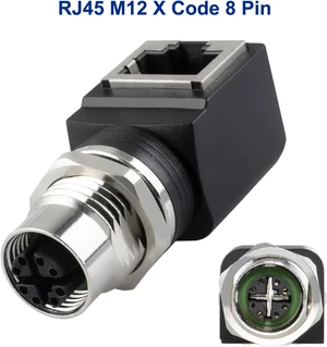 RJ45 to M12 X Coded 8 Pin Adapter Cat6/Cat5, M12 Female to RJ45 Female Connector X-Code IP68 Shielded Industrial Ethernet Adapter for Basler Cognex Industrial Camera Sensor RJ45 to M12 X Coded 8 Pin Adapter Cat6/Cat5, M12 Female to RJ45 Female Connector X-Code IP68 Shielded Industrial Ethernet Adapter for Basler Cognex Industrial Camera Sensor