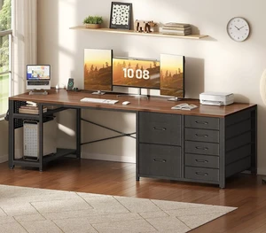 Computer Desk with 7 Drawers,78.7" Long Office Desk with Pegboard and Adjustable Storage,Gaming Desk with Power Outlet and USB-C Port,Large Desk for Home Office,Study,Living Room, Brown+Black Computer Desk with 7 Drawers,78.7" Long Office Desk with Pegboard and Adjustable Storage,Gaming Desk with Power Outlet and USB-C Port,Large Desk for Home Office,Study,Living Room, Brown+Black