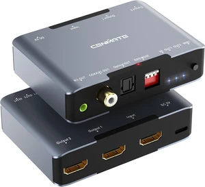 8K@60Hz HDMI Splitter 1 in 2 Out, HDMI 2.1 Splitter, Supports 4K@120Hz,EDID,VRR, ALLM,3D,HDR 10, HDCP2.3,Dolby Vision Atmos,Audio Extractor,Optical SPDIF+Coaxial+3.5mm Audio Out 8K@60Hz HDMI Splitter 1 in 2 Out, HDMI 2.1 Splitter, Supports 4K@120Hz,EDID,VRR, ALLM,3D,HDR 10, HDCP2.3,Dolby Vision Atmos,Audio Extractor,Optical SPDIF+Coaxial+3.5mm Audio Out