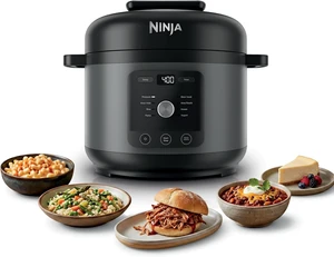 Ninja HyperHeat 9-in-1 Pressure Cooker, 6.5-qt, Dark Gray, Cooks 2X faster, Sear, Sauté, Slow Cook, Steam, Sous Vide & Yogurt, 1200W, PFAS-free, removable SimpliServe pot for serving. Ninja HyperHeat 9-in-1 Pressure Cooker, 6.5-qt, Dark Gray, Cooks 2X faster, Sear, Sauté, Slow Cook, Steam, Sous Vide & Yogurt, 1200W, PFAS-free, removable SimpliServe pot for serving.