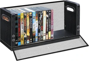 DVD Blu ray Storage Rack, DVD Shelf Holds Up To 28 DVD Cases, Stackable Wood & Metal DVD Tower with Magnetic Opening Door for Easy Access, Desktop Organizer for CDs, Video Game, VHS Tapes DVD Blu ray Storage Rack, DVD Shelf Holds Up To 28 DVD Cases, Stackable Wood & Metal DVD Tower with Magnetic Opening Door for Easy Access, Desktop Organizer for CDs, Video Game, VHS Tapes