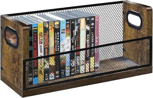 DVD Blu ray Storage Rack, DVD Shelf Holds Up To 28 DVD Cases, Stackable Wood & Metal DVD Tower with Magnetic Opening Door for Easy Access, Desktop Organizer for CDs, Video Game, VHS Tapes Brown DVD Blu ray Storage Rack, DVD Shelf Holds Up To 28 DVD Cases, Stackable Wood & Metal DVD Tower with Magnetic Opening Door for Easy Access, Desktop Organizer for CDs, Video Game, VHS Tapes Brown