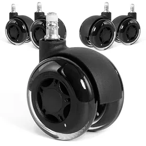 Office Chair Wheels, 3 Inch Double Rollerblade Office Chair Wheel Replacement-Smooth & Quiet Rolling Chair Wheels for Hardwood Floors & Carpet for Heavy Duty Gaming Chair Set of 5 Black Office Chair Wheels, 3 Inch Double Rollerblade Office Chair Wheel Replacement-Smooth & Quiet Rolling Chair Wheels for Hardwood Floors & Carpet for Heavy Duty Gaming Chair Set of 5 Black