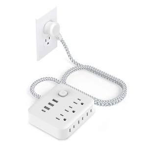 Power Strip Surge Protector with USB,5 Feet Long Cord with 6 AC Outlets and 4 USB Charging Ports, Overload Protection Outlet Extender, Compact for Smartphone Tablets Home, Office, Hotel,900 Joules Power Strip Surge Protector with USB,5 Feet Long Cord with 6 AC Outlets and 4 USB Charging Ports, Overload Protection Outlet Extender, Compact for Smartphone Tablets Home, Office, Hotel,900 Joules