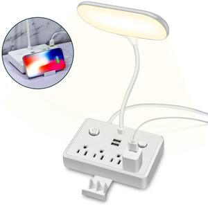 LED Desk Lamp Power Strip with 3 USB 3 Outlets, Dorm Room Essentials LED Desk Lamp Power Strip with 3 USB 3 Outlets, Dorm Room Essentials