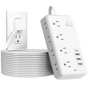 Surge Protector Power Strip with 8 Widely Outlets & 4 USB Ports 3 Side Outlet Extender with 5 Feet Extension Cord, Flat Plug, for Home, Office, College Dorm Room Essentials Surge Protector Power Strip with 8 Widely Outlets & 4 USB Ports 3 Side Outlet Extender with 5 Feet Extension Cord, Flat Plug, for Home, Office, College Dorm Room Essentials