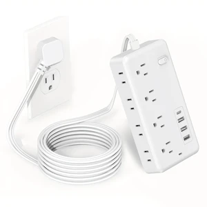 Surge Protector Power Strip with 900J Surge Protection, 5 Ft,8 AC with 4 USB Ports (1 USB ), Flat Plug Extension Cord, Outlet Extender with Power Switch for Dorm Room Surge Protector Power Strip with 900J Surge Protection, 5 Ft,8 AC with 4 USB Ports (1 USB ), Flat Plug Extension Cord, Outlet Extender with Power Switch for Dorm Room
