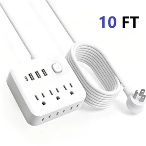 Power Strip Surge Protector with USB,10 Feet Long Cord with 6 AC Outlets and 4 USB Charging Ports, Overload Protection Outlet Extender, Compact for Smartphone Tablets Home, Office, Hotel,900 Joules Power Strip Surge Protector with USB,10 Feet Long Cord with 6 AC Outlets and 4 USB Charging Ports, Overload Protection Outlet Extender, Compact for Smartphone Tablets Home, Office, Hotel,900 Joules