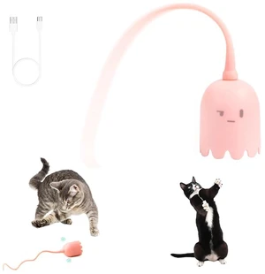 Interactive Cat Toys for Indoor Cats Automatic Cat Toy with LED Lights Simulated Mouse Tail A Rechargeable Smart Cat Toy 360° Rotating Cat Toy (Pink) Interactive Cat Toys for Indoor Cats Automatic Cat Toy with LED Lights Simulated Mouse Tail A Rechargeable Smart Cat Toy 360° Rotating Cat Toy (Pink)
