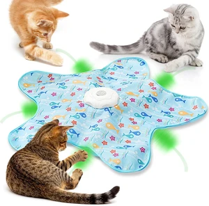 Rechargeable Automatic Cat Toy, 3-Mode Touch-Activated Interactive Toy with Random Motion, Concealed Feather & Squeaky Sound for Indoor Cats Rechargeable Automatic Cat Toy, 3-Mode Touch-Activated Interactive Toy with Random Motion, Concealed Feather & Squeaky Sound for Indoor Cats