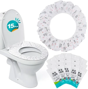 15pcs Disposable Toilet Seat Cover - Waterproof Travel Toilet Mats | Printed Individually Wrapped Non-Woven Covers for Public Restrooms Toilets, Hotel Hospital Bathroom, Travel Hygiene Supplies 15pcs Disposable Toilet Seat Cover - Waterproof Travel Toilet Mats | Printed Individually Wrapped Non-Woven Covers for Public Restrooms Toilets, Hotel Hospital Bathroom, Travel Hygiene Supplies