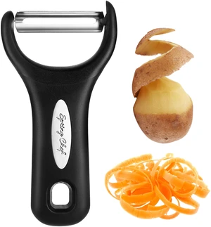 Stainless Steel Y Shaped Vegetable Peeler for Kitchen - Black | Heavy Duty Potato Peeler with Ultra Sharp Blades & Soft Grip Handle for Apple, Carrot, Cucumber, Veggie, Fruit, Citrus Stainless Steel Y Shaped Vegetable Peeler for Kitchen - Black | Heavy Duty Potato Peeler with Ultra Sharp Blades & Soft Grip Handle for Apple, Carrot, Cucumber, Veggie, Fruit, Citrus