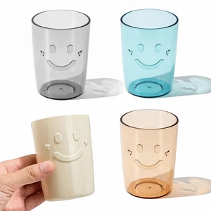 4Pcs Bathroom Tumbler Toothbrush Cups, Smiley Toothbrush Holder, 300ml | Reusable Plastic Bathroom Cup, Tooth Brush Mouthwash Cup, Unbreakable Drinking Cups, 4 Colors, Beige, Blue, Gray, Brown 4Pcs Bathroom Tumbler Toothbrush Cups, Smiley Toothbrush Holder, 300ml | Reusable Plastic Bathroom Cup, Tooth Brush Mouthwash Cup, Unbreakable Drinking Cups, 4 Colors, Beige, Blue, Gray, Brown