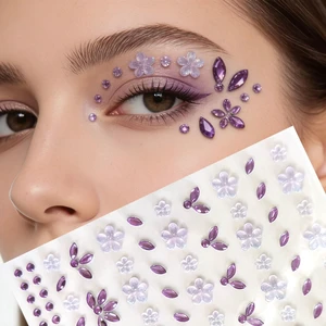 Purple Flower Face Gems Stickers - Summer Floral Face Jewels Glitter Self-Adhesive Rhinestone Flower face Stickers Floral Fcae Gems for Women Tattoo Stickers (Purple) Purple Flower Face Gems Stickers - Summer Floral Face Jewels Glitter Self-Adhesive Rhinestone Flower face Stickers Floral Fcae Gems for Women Tattoo Stickers (Purple)