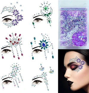 Face Jewels 6 Sheets Self-adhesive Stickers, 10g Chunky Glitter | Face Gems Stick On, Face Rhinestones Crystals Mermaid Fairy Euphoria Eye Body Makeup Rave Festival Outfit Decoration Face Jewels 6 Sheets Self-adhesive Stickers, 10g Chunky Glitter | Face Gems Stick On, Face Rhinestones Crystals Mermaid Fairy Euphoria Eye Body Makeup Rave Festival Outfit Decoration